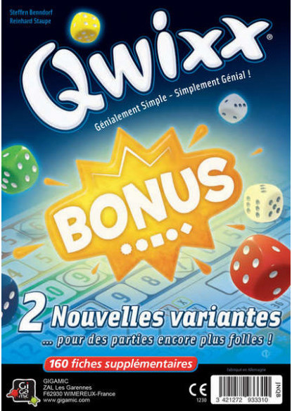 Recharge bloc de score Qwixx bonus Gigamic